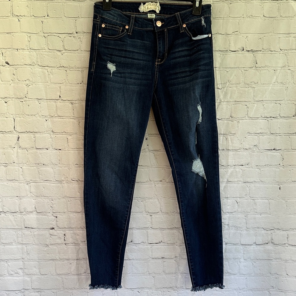 Altar’d State Nightshade Dark Wash Distressed Women's Jeans - Navy Blue